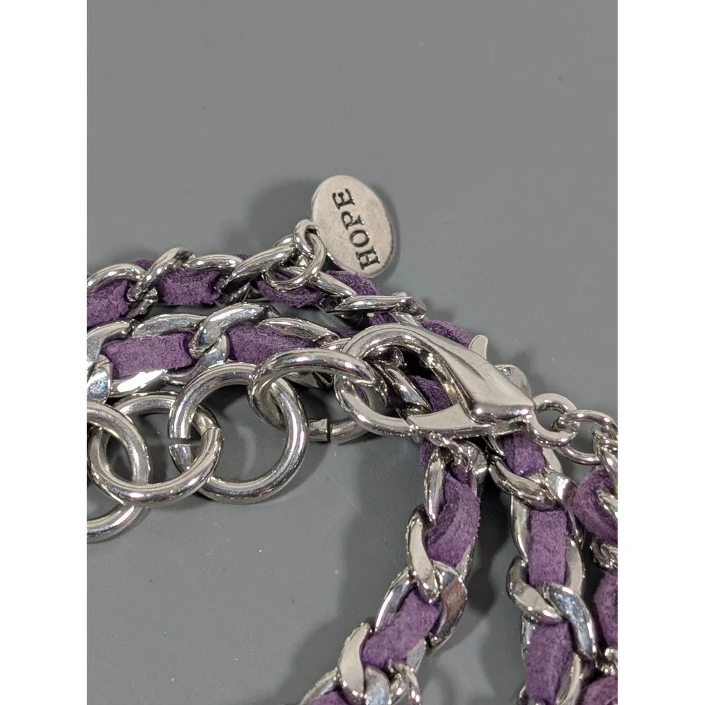 Premier Designs Faith Wrap Bracelet Purple Cord Rhinestone‎ Accents 21.5